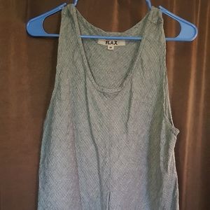 Flax Gray Textured 100% Linen Tunic Tank Top M i